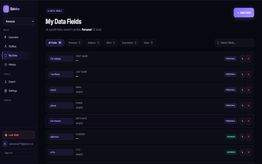 Ezistra - AutoFill Assistant :: AI-powered form autofill. Fill any form instantly with your saved profiles.