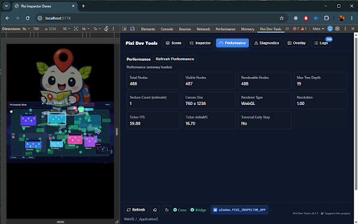 Pixi Dev Tools :: Inspect PixiJS applications from Chrome DevTools.