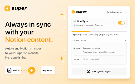 Super.so Notion Sync :: Automatically refresh Super.so websites when connected Notion pages change.