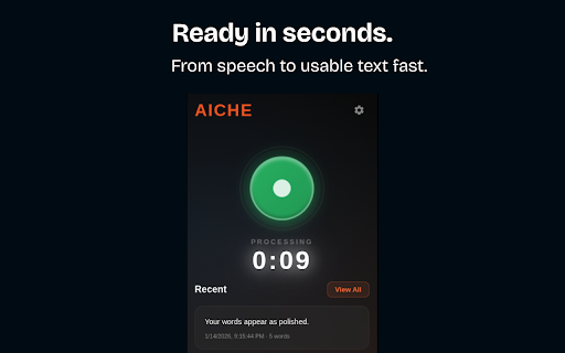 AICHE - Voice Typing & Dictation | AI Speech to Text :: AI voice typing & speech to text for any website. Dictate naturally, get polished text instantly. Works everywhere.