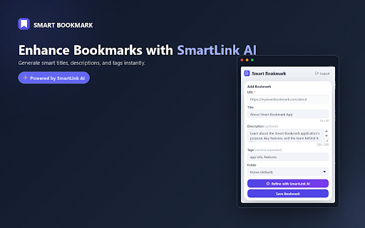 Smart Bookmark :: Save and refine bookmarks to your Smart Bookmark account directly from your browser toolbar.