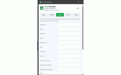EcomFriendly — Flipkart Automation Tool :: Automate Flipkart listings: capture product details once, reuse profiles, and autofill forms — even across multiple tabs.