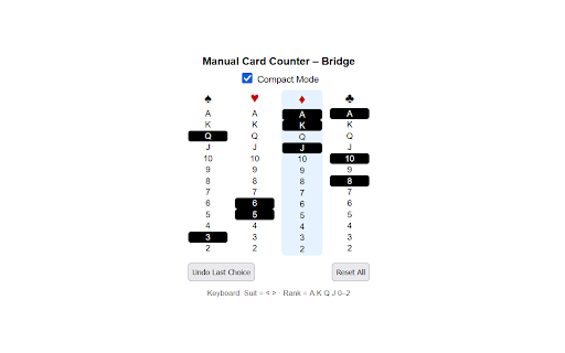 Manual Card Counter – Bridge :: A simple manual card counter for Bridge and other trick-taking card games.