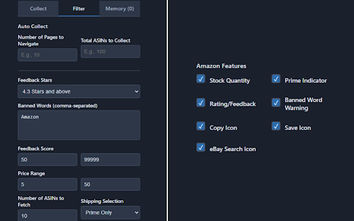 AslGrab :: Chrome extension for e-commerce professionals. Collect ASINs, filter products and store the products you find.