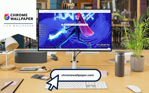 Mira KPop Demon Hunters Live Wallpaper :: Mira K-pop demon hunter with pink hair, cyan blade in dynamic neon blue atmosphere.