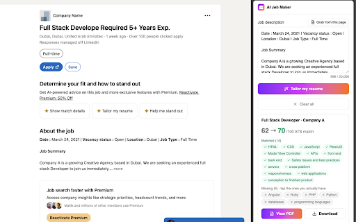 AI Job Maker :: Tailor your resume to any job posting in seconds using ATS Resume Builder https://aijobmaker.com.