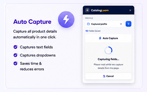 CatalogLoom — Listing Autofill :: Capture your Meesho supplier-panel forms once, save them as reusable profiles, and autofill future listings in one click.