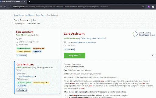 VisaAtlas Sponsor Check :: Labels jobs on LinkedIn, Indeed, Reed, Totaljobs and CV-Library with UK sponsor-licence, CoS-activity and salary badges.