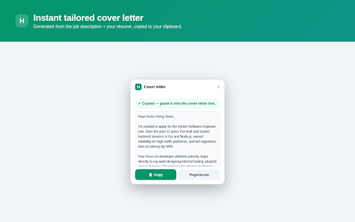 HireMindPro Job Apply Helper :: Auto-fill job applications with AI from your HireMindPro résumé — fields and résumé upload. You review the real form and submit.