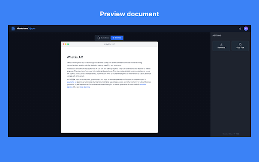 Markdown Clipper :: Convert selected text to Markdown. Edit, preview, and export your md files easily.