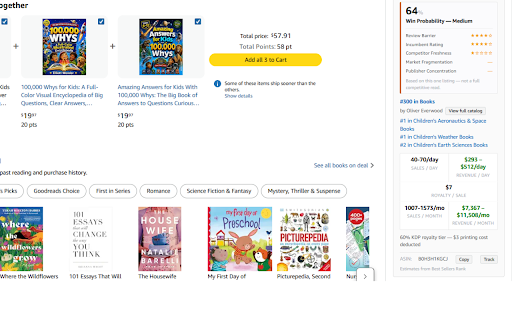 KDP Quick Insights — Amazon BSR, Sales Estimator & Niche Research :: Amazon KDP research extension. BSR, sales estimates, royalties & niche scoring — inline on every book page.
