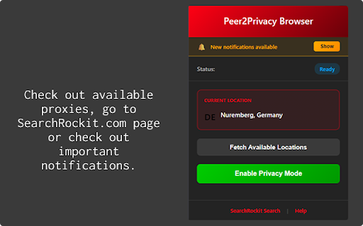 SearchRockit Peer2Privacy browsing :: Privacy-focused browsing through Indexr.ai secure proxy system - Simple, free, secure, browser-only VPN alternative