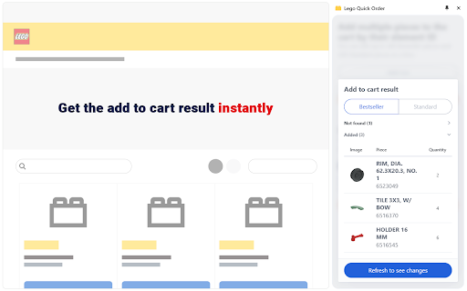 Lego Quick Order :: Instantly add pieces to your LEGO cart by entering IDs and quantities, or upload a CSV and save time when shopping.