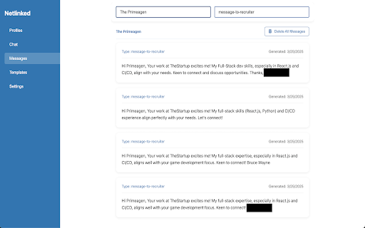 NetLinked :: Generate personalized LinkedIn connection messages using AI