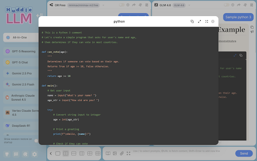 HuddleLLM :: Use ChatGPT, Gemini, Claude and more chatbots simultaneously