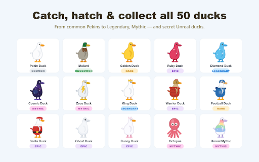 Duck Buddy :: A tiny duck randomly waddles out of your tab edges, quacks, and bolts. Catch it to grow your flock!