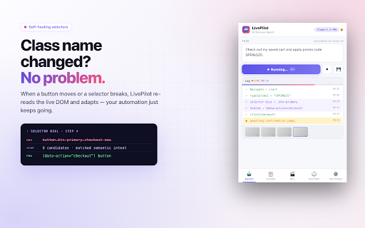 LivePilot — AI Browser Automation & Documentation :: AI browser automation agent — automate tasks, record sessions, extract data, and auto-generate step-by-step docs with screenshots.