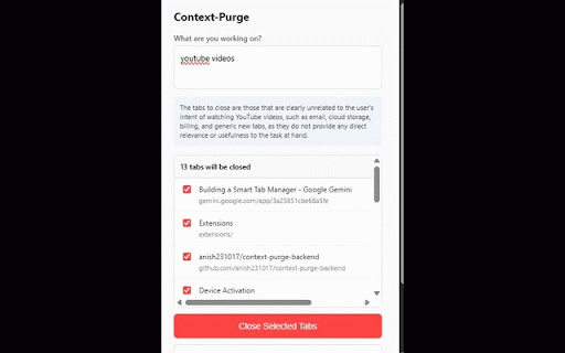 Context-Purge :: AI-powered intent-based tab manager that keeps you focused.