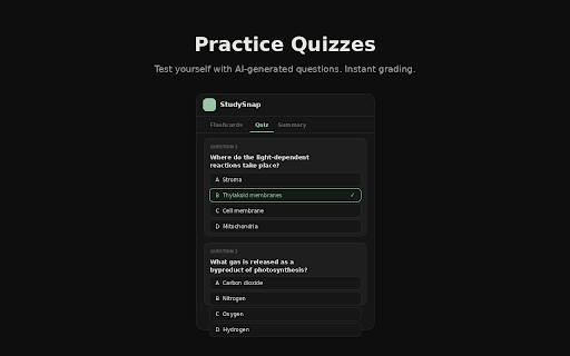 StudySnap — AI Study Guide Generator :: Scan any webpage and instantly generate flashcards, quizzes, and study guides using AI.