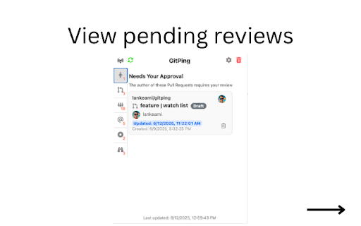 GitPing: GitHub Notifications for Issues & PRs :: Never miss a GitHub update! Get real-time notifications for Issues, Pull Requests, and review requests. 🚀