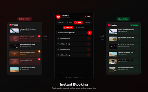 Hide YouTube Shorts — Block & Remove :: Hide Shorts from subscriptions, search & homepage. Block channels, manage your YouTube profile — free, instant.