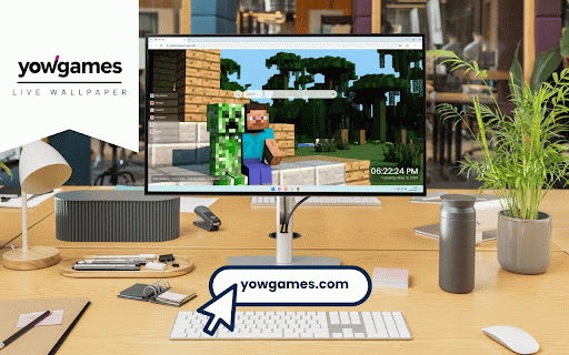 Minecraft Steve and Creeper Live Wallpaper :: Steve and Creeper sitting peacefully on stone wall with jungle biome backdrop against clear blue sky.