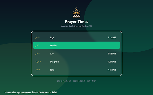Islamic Reminder :: Beautiful glassmorphism Islamic reminders — dhikr, dua, Quran, prayer times, and custom reminders with scheduled popups.