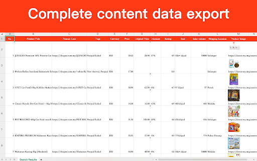 Shopee Search Results Collector :: Export Shopee search results, product details, and images to Excel.