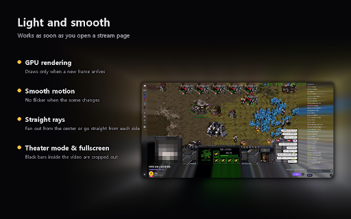 Stream Ambient Light :: Soft ambient light around the live stream on CHZZK, SOOP, CIME and Twitch, made from the video's own colors.