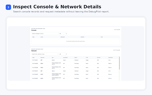 DebugPilot :: Capture console errors, network failures, user actions, screenshots, and debugging context in one local session.