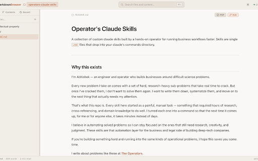 Markdown Browser :: Read, write, and search local markdown files. Inline editing, wiki-links, callout blocks, full-text search — 100% offline & private.