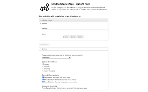 Send to Google Maps :: Sends the current text selection with 1-Click to Google Maps.