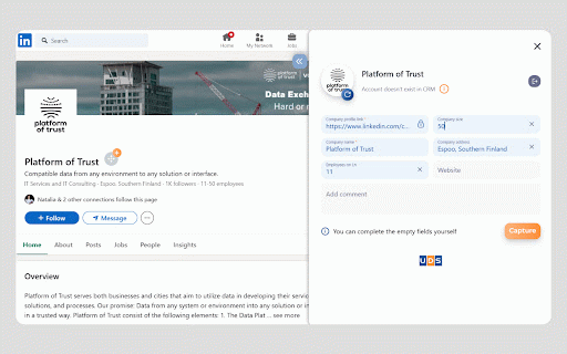 UDS LinkedIn Scraper for D365 :: Save LinkedIn users and companies to your D365 CRM in 1 click