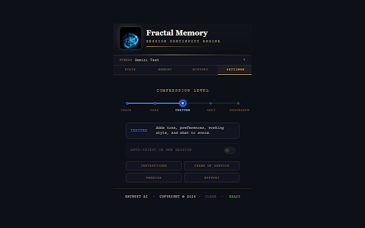 Fractal Memory — AI Memory That Crosses Every Platform :: Carry your AI conversation context across Claude, ChatGPT, Gemini, and Grok. The only extension that moves memory between AIs.