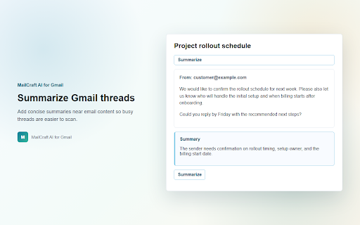 MailCraft AI for Gmail :: Draft personalized Gmail messages with AI.