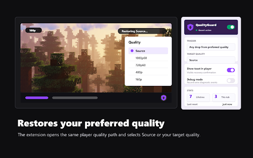 QualityGuard for Twitch :: Restores your preferred Twitch player quality after forced downgrades.