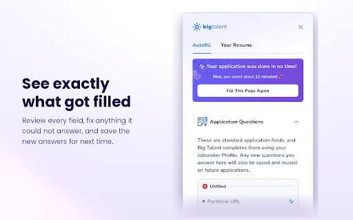 Big Talent - Job Applications :: Autofill job application forms from your Big Talent profile data.