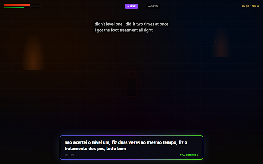 Live CC Translator :: Translate live subtitles on Twitch and Kick in real-time. 10 languages, no account needed. Enable CC in the player to translate.
