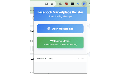 Facebook Marketplace Relister - Delete & Relist :: Automatically repost Facebook Marketplace listings to increase visibility and sales. Smart relisting with customizable intervals.