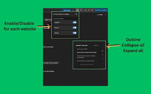 Chat Collapse & Outline for ChatGPT, Gemini, Claude :: Automatically generate a Table of Contents and collapse long responses for ChatGPT, Google Gemini, and Claude.