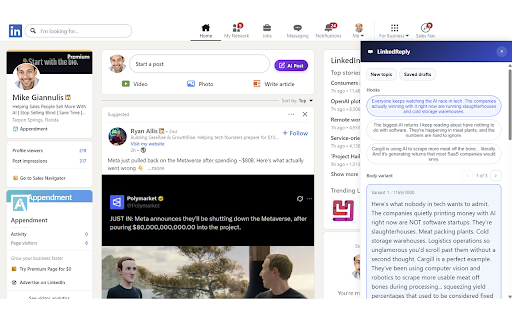 LinkedReply - AI LinkedIn Comments & Posts :: Draft LinkedIn comments, posts, connection messages, and replies with AI that matches your voice.