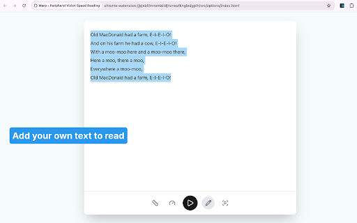 Warp: Peripheral Speed Reader :: Speed read any article with customizable chunk highlighting