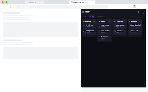 Taska — Task Manager & To-Do List :: Capture tasks from any webpage. Projects, priorities, reminders, Board & Calendar views. 6 premium themes.