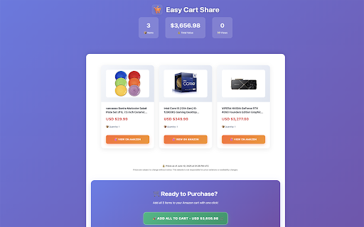 Easy Cart Share for Amazon :: Share your Amazon cart instantly with friends and family. Generate links in seconds!