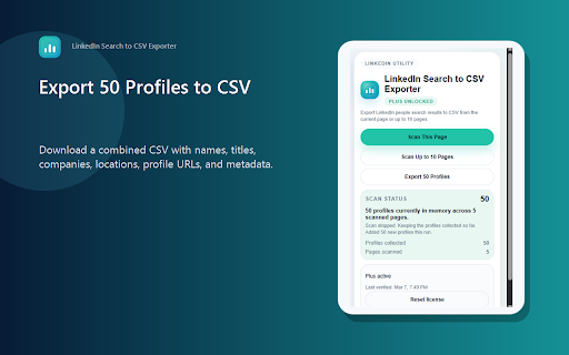 LinkedIn Search to CSV Exporter :: Export LinkedIn people search results to CSV from the current page or up to 10 pages.