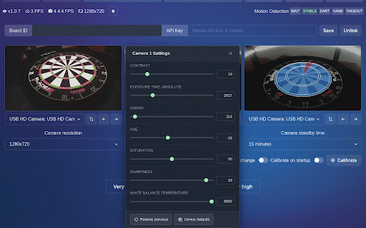 Autodarts Camera Settings :: Adds V4L2 camera control sliders to the Autodarts board config page.