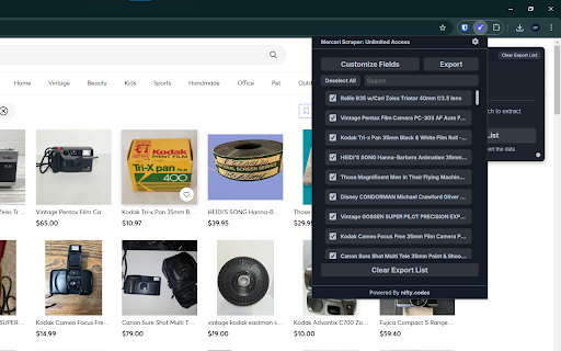 Mercari Scraper: Export Search, Listings, Sellers & more :: Scrape Listings, Details, Reviews, and more from Mercari, with options to export in formats such as CSV, Excel, JSON, and others.