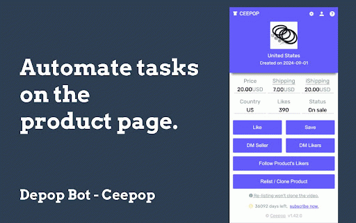 Depop Bot - Ceepop :: Ceepop helps you get more followers and likes, spend less time and make more money.