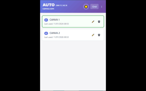 Auto Switcher Session :: Manage and switch between multiple account sessions on the same website easily. Save cookies and data locally.