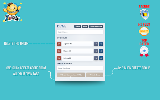 ZipTab :: Save, organize, export, and reopen tab groups with ease—stay focused, back up sessions, and manage browser clutter.
